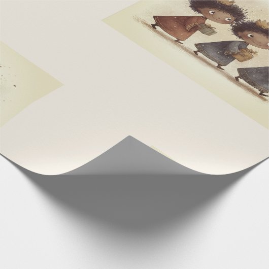 Black Three Wise Men Nativity Wrapping Paper 1 Cadeaupapier (Hoek)