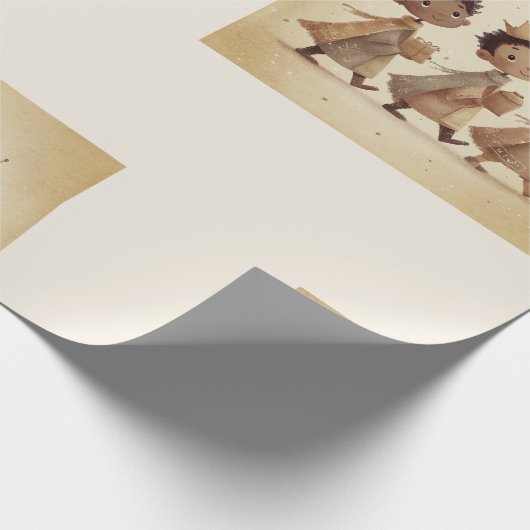 Black Three Wise Men Nativity Wrapping Paper 2 Cadeaupapier (Hoek)