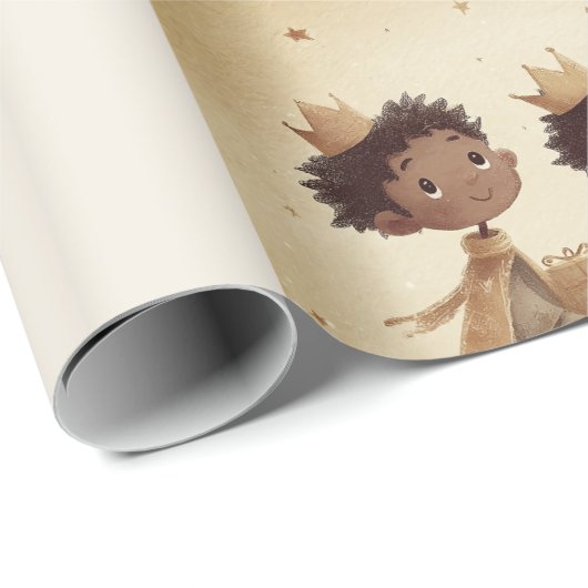 Black Three Wise Men Nativity Wrapping Paper 2 Cadeaupapier (Rol Hoek)