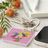 Black Throated Mango Hummingbird Art Button Sleutelhanger (Voorkant Rechts)
