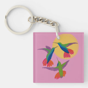 Black Throated Mango Hummingbird Art Button Sleutelhanger