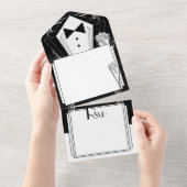 Black Tie Champagne All In One Uitnodiging (Afscheurbaar)