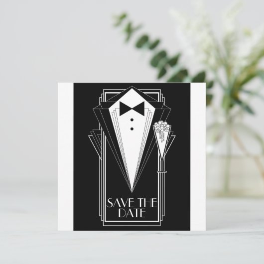 Black Tie Champagne Save The Date (Staand voorkant)