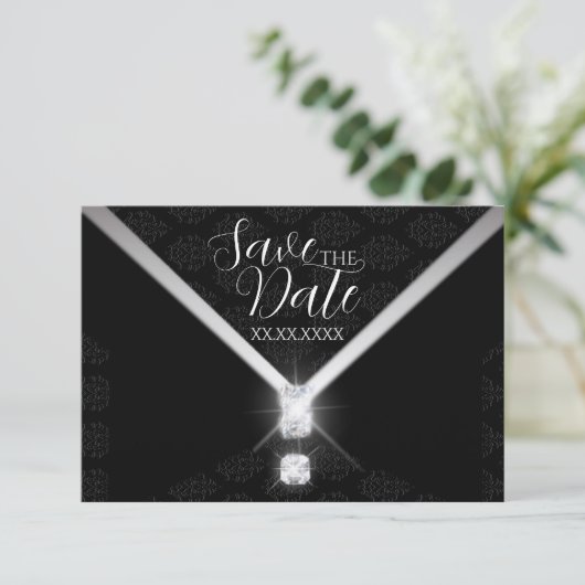 Black Tie Diamant Save the Date (Staand voorkant)