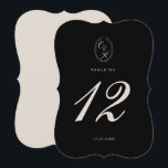 Black Tie Die-Cut Wedding Table Number Kaart<br><div class="desc">Black Tie Wedding die-cut table number designed for a chic and timeless luxury reception. This elegant black classic table number reflects the quiet luxury and old money aesthetic loved by sophisticated brides planning formal estate or black-tie celebrations. Perfect for refined reception seating. Style with linen runners, candlelight centerpieces, or calligraphy...</div>