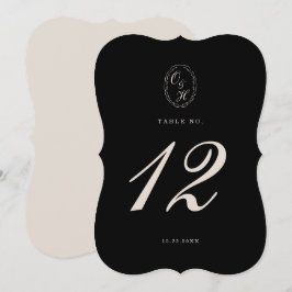 Black Tie Die-Cut Wedding Table Number Kaart