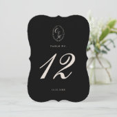 Black Tie Die-Cut Wedding Table Number Kaart (Staand voorkant)