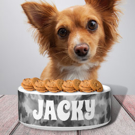 Black Tie Dye Gepersonaliseerde Hond of Kat Naam Voerbakje