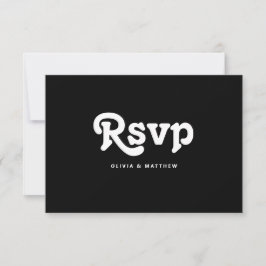 Black Tie Minimalist Wedding | Modern Typography RSVP Kaartje