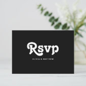 Black Tie Minimalist Wedding | Modern Typography RSVP Kaartje (Staand voorkant)