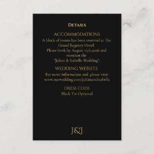 Black Tie Royal Regency bruiloft Informatiekaartje