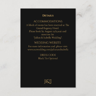 Black Tie Royal Regency bruiloft Informatiekaartje