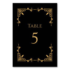 Black Tie Royal Regency Wedding Table Number Kaart