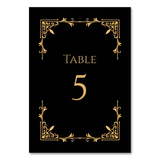 Black Tie Royal Regency Wedding Table Number Kaart (Voorkant)