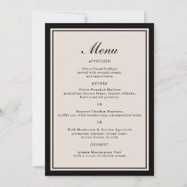 Black Tie Wedding Classic Menu Card Kaart