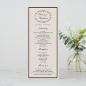 Black Tie Wedding Classic Program Card Kaart (Staand voorkant)