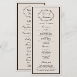 Black Tie Wedding Classic Program Card Kaart