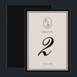Black Tie Wedding Classic Table Number Kaart<br><div class="desc">Black Tie Wedding table number designed for a chic and timeless luxury reception. This elegant black classic table number reflects the quiet luxury and old money aesthetic loved by sophisticated brides planning formal estate or evening weddings. Perfect for organizing reception seating with refined style. Pair with linen table runners, calligraphy...</div>