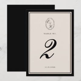 Black Tie Wedding Classic Table Number Kaart