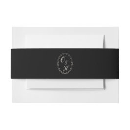 Black Tie Wedding Monogram Belly Band Uitnodigingen Wikkel