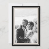 Black Tie Wedding Photo Save the Date Card Kaart (Voorkant)