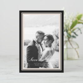 Black Tie Wedding Photo Save the Date Card Kaart