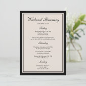 Black Tie Wedding Weekend Itinerary Card Kaart (Staand voorkant)