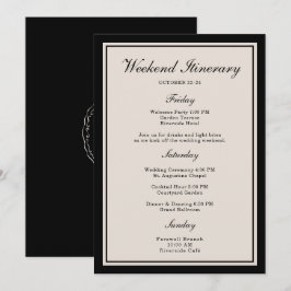 Black Tie Wedding Weekend Itinerary Card Kaart