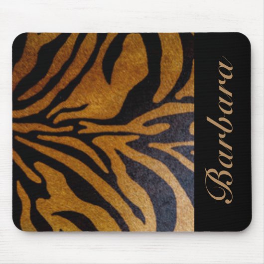 Black Tiger Stripe Typografie Muismat (Voorkant)