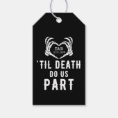 Black Til Death Do us Part Skelet Bruiloft Cadeaulabel (Voorkant)