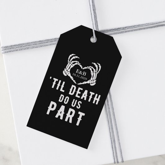 Black Til Death Do us Part Skelet Bruiloft Cadeaulabel