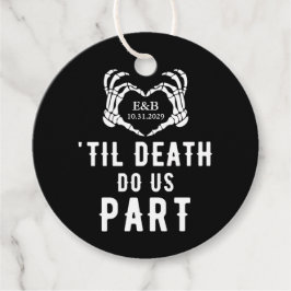 Black Til Death Do us Part Skelet Wedding Round Bedankjes Labels
