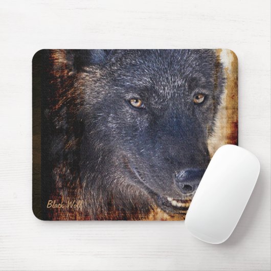 Black Timber Wolf Wildlife Conservation Mousepad Muismat (Met muis)