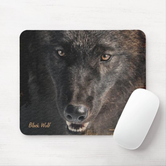 Black Timber Wolf Wildlife Conservation Mousepad Muismat (Met muis)