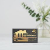 Black Timber Wood Gold Home Repairs, Handyman Visitekaartje (Staand voorkant)