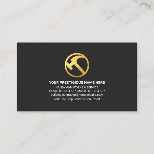 Black Timer Handyman Tools Cirboard Visitekaartje (Achterkant)