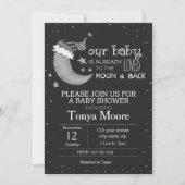 Black to the Moon and Back Baby shower Invite Kaart (Voorkant)