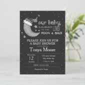 Black to the Moon and Back Baby shower Invite Kaart (Staand voorkant)