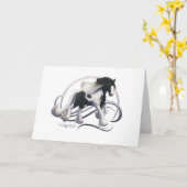 Black Tobiano Gypsy Vanner Horse Kaart (Gele Bloem)