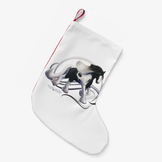 Black Tobiano Gypsy Vanner Horse Kleine Kerstsok (Voorkant (Hangend))