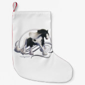 Black Tobiano Gypsy Vanner Horse Kleine Kerstsok (Voorkant)