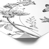 Black Toile Bloemen Verjaardagsfeest Welkomstbord Poster (Hoek)