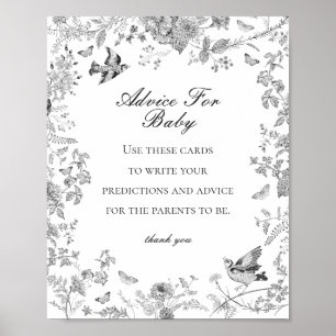 Black Toile De Jouy Advies voor Baby shower Game Poster
