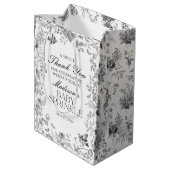 Black Toile De Jouy Baby Sprinkle Favors Medium Cadeauzakje (Achterkant Gekanteld)