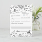 Black Toile De Jouy Floral Advice for Baby Card Kaart (Staand voorkant)