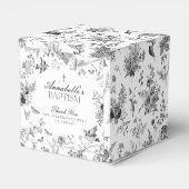 Black Toile De Jouy Floral Baptism Favor Boxes Bedankdoosjes (Achterkant)