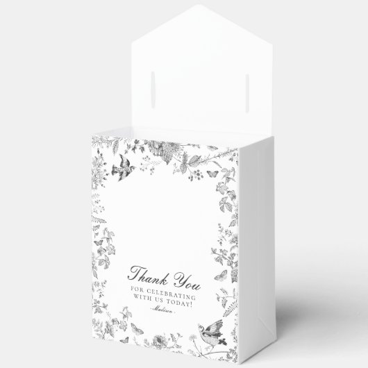 Black Toile De Jouy Floral Dessert Favor Boxes Bedankdoosjes (Open)