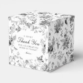 Black Toile De Jouy Floral Dessert Favor Boxes Bedankdoosjes (Achterkant)