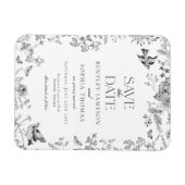 Black Toile De Jouy  Floral Save the Date Magneet (Horizontaal)