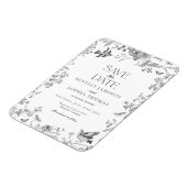 Black Toile De Jouy  Floral Save the Date Magneet (Linkerzijde)